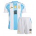 Maglia Calcio Argentina Lionel Messi #10 Prima Divisa Bambino Copa America 2024 Manica Corta (+ pantaloncini)